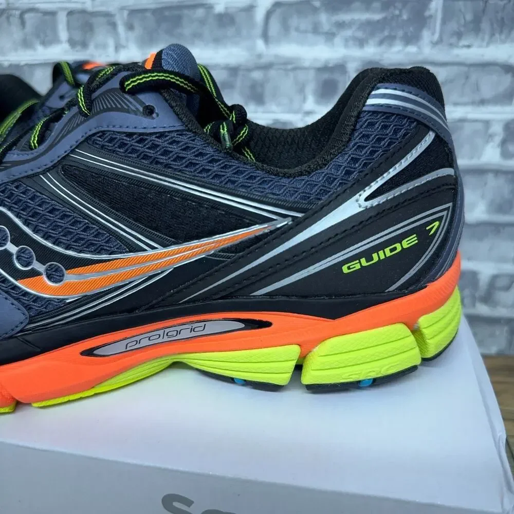 Saucony ProGrid Guide 7 Grey Orange Lime Shoes Sneakers S70936-13 Mens 10 New